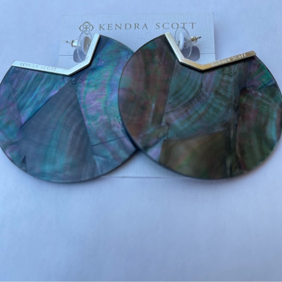 NWT Kendra Scott Kai Silver Earrings in Black Mother of Pearl - Picture 4 of 8